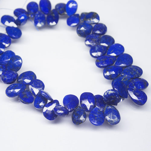 Natural Blue Lapis Lazuli Faceted Tear Drop Beads 10mm 12mm 9inches - Jalvi & Co.