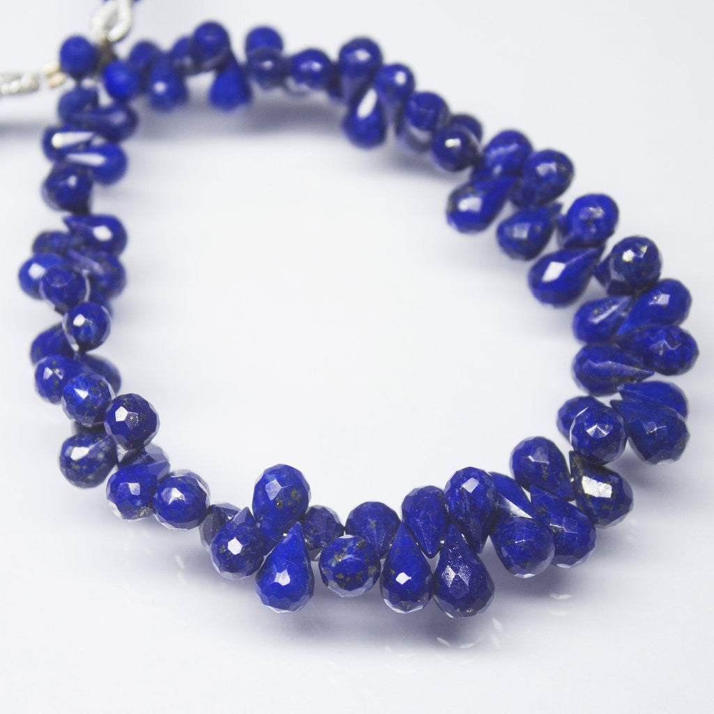 Natural Blue Lapis Lazuli Faceted Tear Drop Beads 5mm 9mm 8inches - Jalvi & Co.