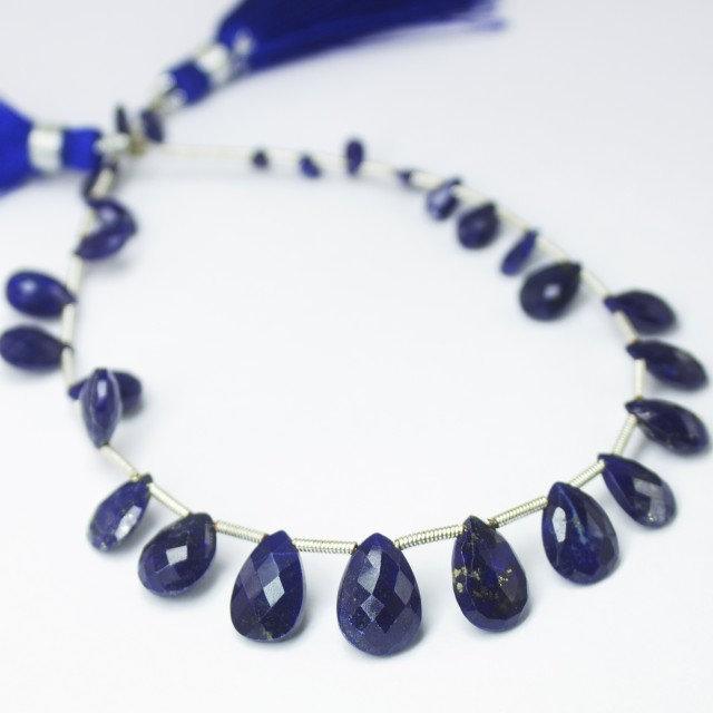 Natural Blue Lapis Lazuli Faceted Teardrop Beads 5mm 11mm 8inches - Jalvi & Co.