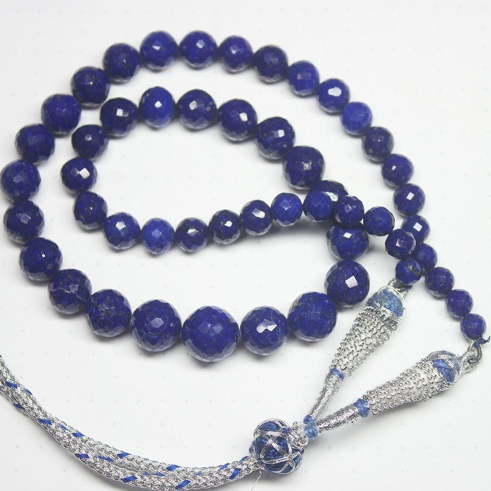 Natural Blue Lapis Lazuli Round Faceted Loose Ball Beads Necklace 16" 5mm 12mm - Jalvi & Co.