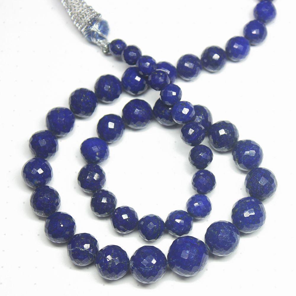 Natural Blue Lapis Lazuli Round Faceted Loose Ball Beads Necklace 16" 5mm 12mm - Jalvi & Co.