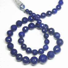 Load image into Gallery viewer, Natural Blue Lapis Lazuli Round Faceted Loose Ball Beads Necklace 16&quot; 5mm 12mm - Jalvi &amp; Co.