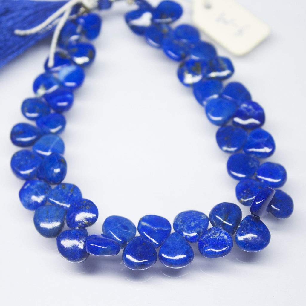 Natural Blue Lapis Lazuli Smooth Heart Drop Beads 8mm 9mm 8inches - Jalvi & Co.