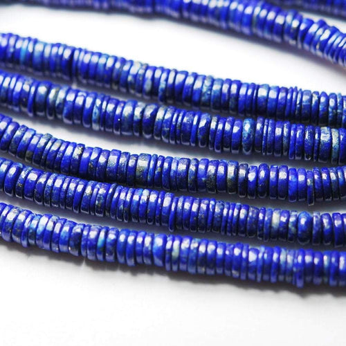 Natural Blue Lapis Lazuli Smooth Heishi Wheel Beads 7.5mm 19inches - Jalvi & Co.