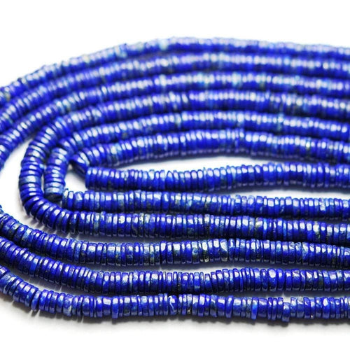 Natural Blue Lapis Lazuli Smooth Heishi Wheel Beads 7.5mm 19inches - Jalvi & Co.