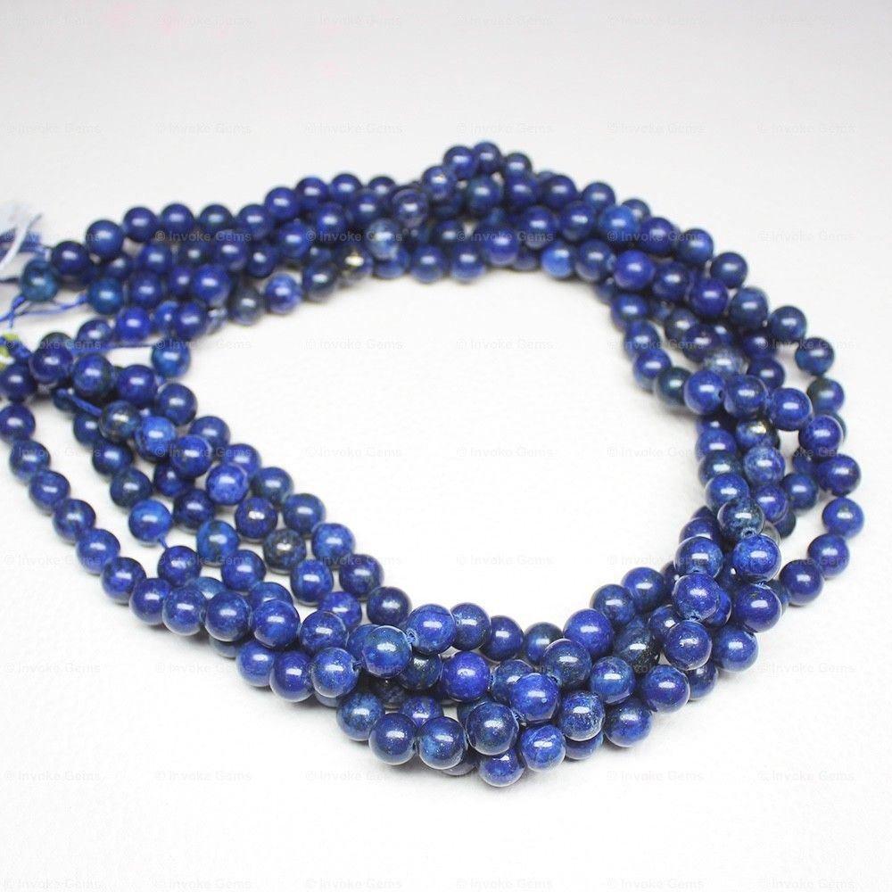 Natural Blue Lapis Lazuli Smooth Round Ball Loose Spacer Gemstone Beads 15" 8mm - Jalvi & Co.