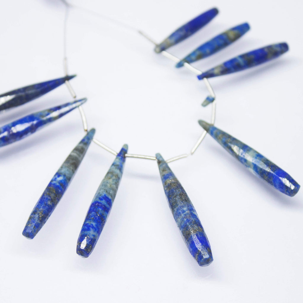 Natural Blue Lapis Lazuli Smooth Tear Drop Beads 30mm 40mm 4inches - Jalvi & Co.