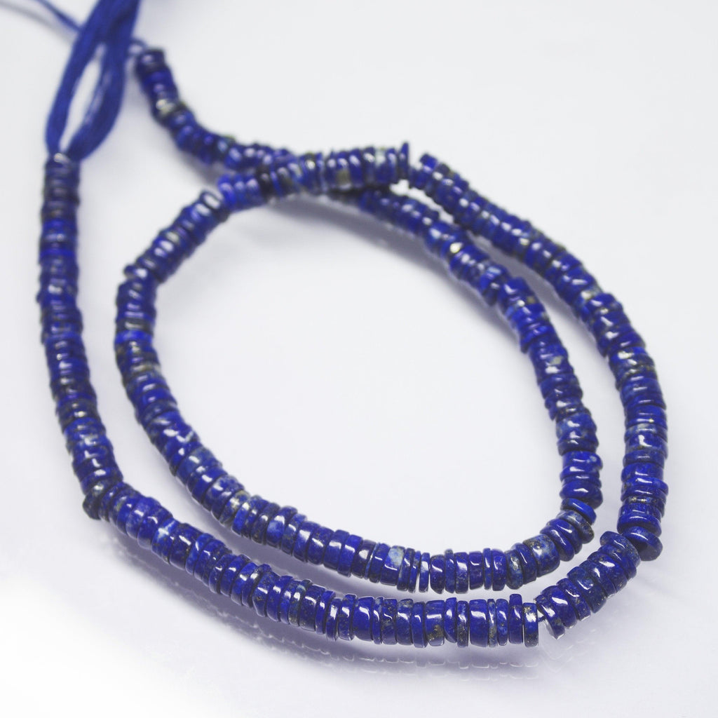 Natural Blue Lapis Lazuli Smooth Wheel Beads 5mm 15inches - Jalvi & Co.