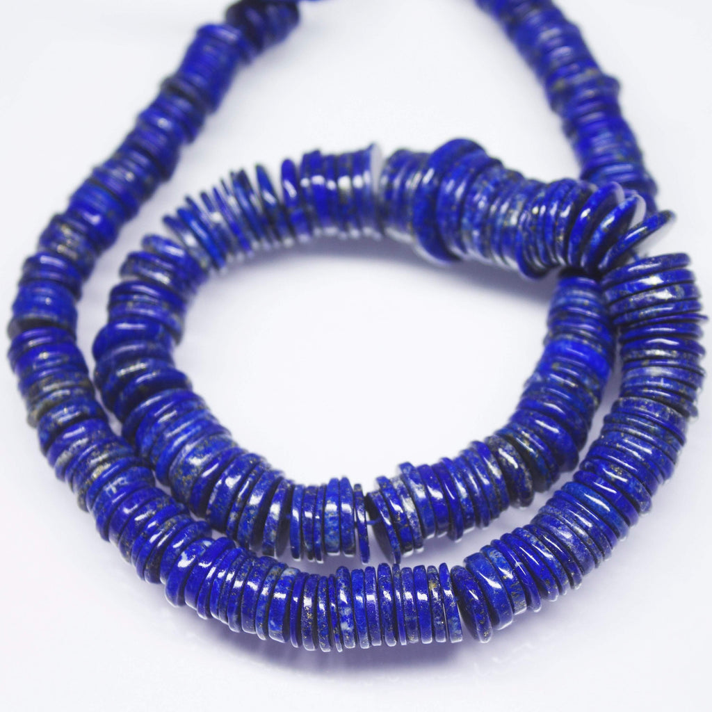 Natural Blue Lapis Lazuli Smooth Wheel Beads 8mm 16mm 15inches - Jalvi & Co.