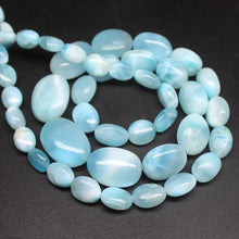 Load image into Gallery viewer, Natural Blue Larimar Smooth Oval Spacer Gemstone Loose Beads Strand 18&quot; 7mm 17mm - Jalvi &amp; Co.