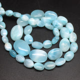 Natural Blue Larimar Smooth Oval Spacer Gemstone Loose Beads Strand 18