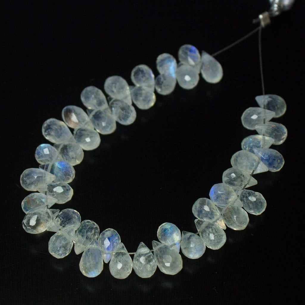 Natural Blue Moonstone Faceted Tear Drop Beads 7mm 4inches - Jalvi & Co.