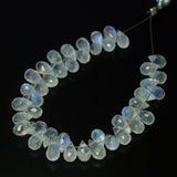 Natural Blue Moonstone Faceted Tear Drop Beads 7mm 4inches