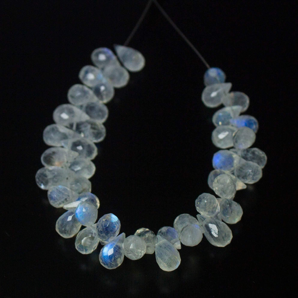 Natural Blue Moonstone Faceted Tear Drop Beads 7mm 4inches - Jalvi & Co.
