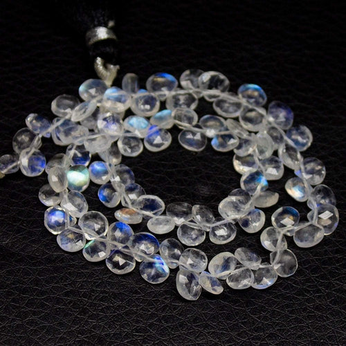 Natural Blue Moonstone Gemstone Faceted Briolette Heart Drop Beads 5