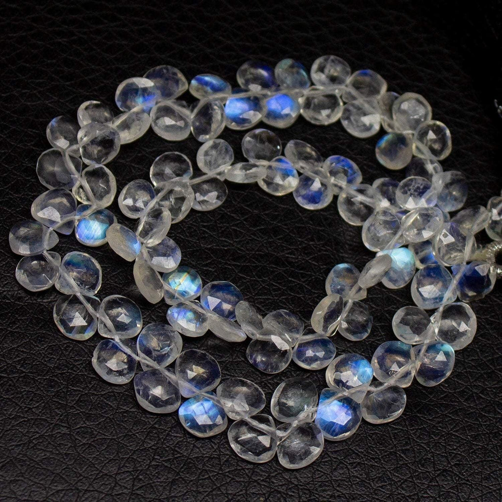 Natural Blue Moonstone Gemstone Faceted Briolette Heart Drop Beads 5" 5mm 6mm - Jalvi & Co.