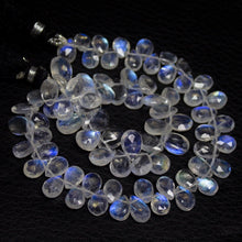 Load image into Gallery viewer, Natural Blue Moonstone Gemstone Faceted Briolette Pear Drop Beads 5&quot; 7mm 9mm - Jalvi &amp; Co.