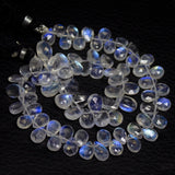 Natural Blue Moonstone Gemstone Faceted Briolette Pear Drop Beads 5