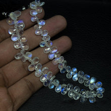 Load image into Gallery viewer, Natural Blue Moonstone Gemstone Faceted Briolette Pear Drop Beads 5&quot; 7mm 9mm - Jalvi &amp; Co.