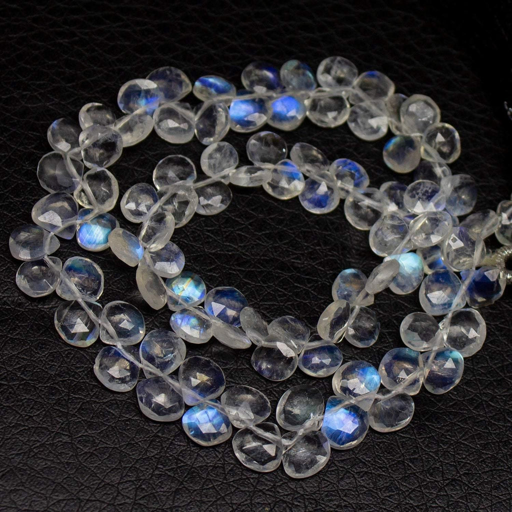 Natural Blue Moonstone Gemstone Faceted BrioletteHeart Drop Beads 5" 5mm 6mm - Jalvi & Co.