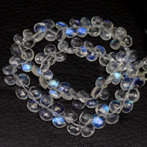 Natural Blue Moonstone Gemstone Faceted BrioletteHeart Drop Beads 5