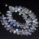 Natural Blue Moonstone Gemstone Faceted Pear Drop Briolette Beads 5