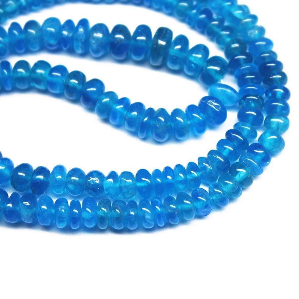 Natural Blue Neon Apatite Smooth Rondelle Gemstone Loose Beads 7.5" 5mm 8mm - Jalvi & Co.