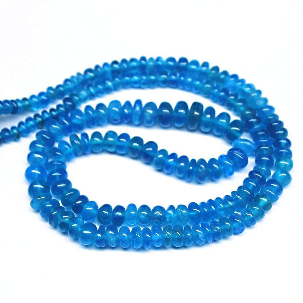 Natural Blue Neon Apatite Smooth Rondelle Gemstone Loose Beads 7.5" 5mm 8mm - Jalvi & Co.