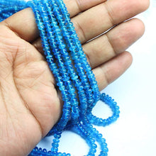 Load image into Gallery viewer, Natural Blue Neon Apatite Smooth Rondelle Gemstone Loose Beads 7.5&quot; 5mm 8mm - Jalvi &amp; Co.