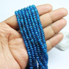 Load image into Gallery viewer, Natural Blue Neon Apatite Smooth Rondelle Loose Gemstone Craft Beads 8&quot; 5mm 7mm - Jalvi &amp; Co.