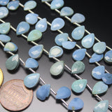 Natural Blue Opal Faceted Pear Drop Briolette Gemstone Loose Beads 9mm 10mm 8