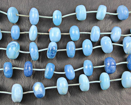 Natural Blue Opal Smooth Rondelle Beads 14mm 16mm 6inches - Jalvi & Co.