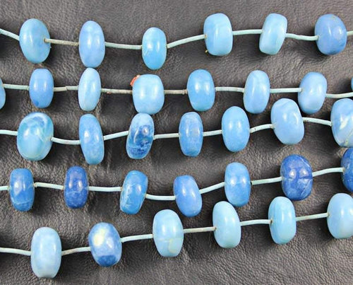 Natural Blue Opal Smooth Rondelle Loose Gemstone Spacer Beads 6