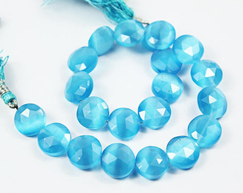 Natural Blue Quartz Faceted Coin Beads 12.5mm 10inches - Jalvi & Co.