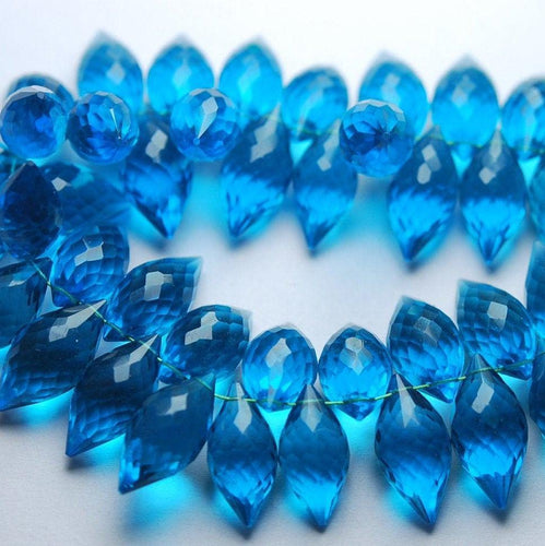 Natural Blue Quartz Faceted Marquise Beads 12mm 13mm 10pc - Jalvi & Co.