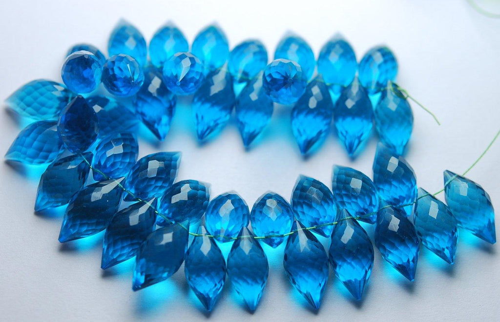 Natural Blue Quartz Faceted Marquise Beads 12mm 13mm 10pc - Jalvi & Co.