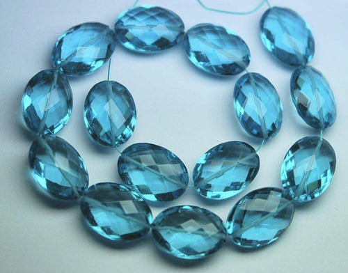 Natural Blue Quartz Faceted Oval Beads 17x14mm 9inches - Jalvi & Co.
