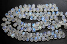 Load image into Gallery viewer, Natural Blue Rainbow Moonstone Faceted Pear Drop Pair Loose Beads Strand 6&quot; 12mm - Jalvi &amp; Co.