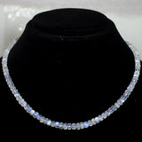 Natural Blue Rainbow Moonstone Faceted Rondelle Beads Necklace 4mm 6mm 18inches