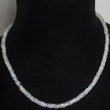 Natural Blue Rainbow Moonstone Faceted Wheel Beads Necklace 4.5mm 20