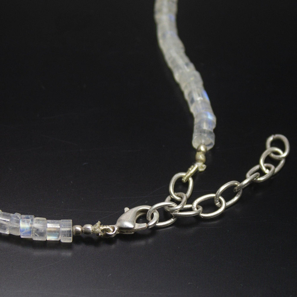 Natural Blue Rainbow Moonstone Faceted Wheel Beads Necklace 4.5mm 20" - Jalvi & Co.