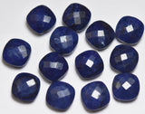 Natural Blue Sapphire, Faceted Cushion Shape Briolettes, Size 10mm 3 Match Pair