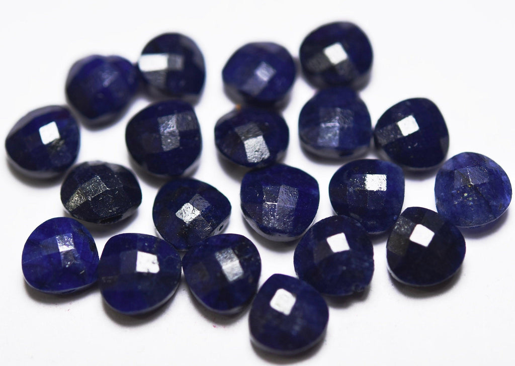 Natural Blue Sapphire, Faceted Heart Shape, Size 8mm 5 Match Pair - Jalvi & Co.