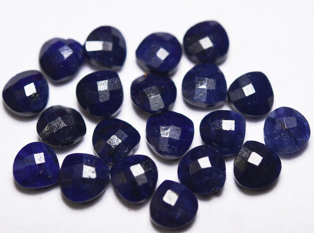 Natural Blue Sapphire, Faceted Heart Shape, Size 8mm 5 Match Pair - Jalvi & Co.