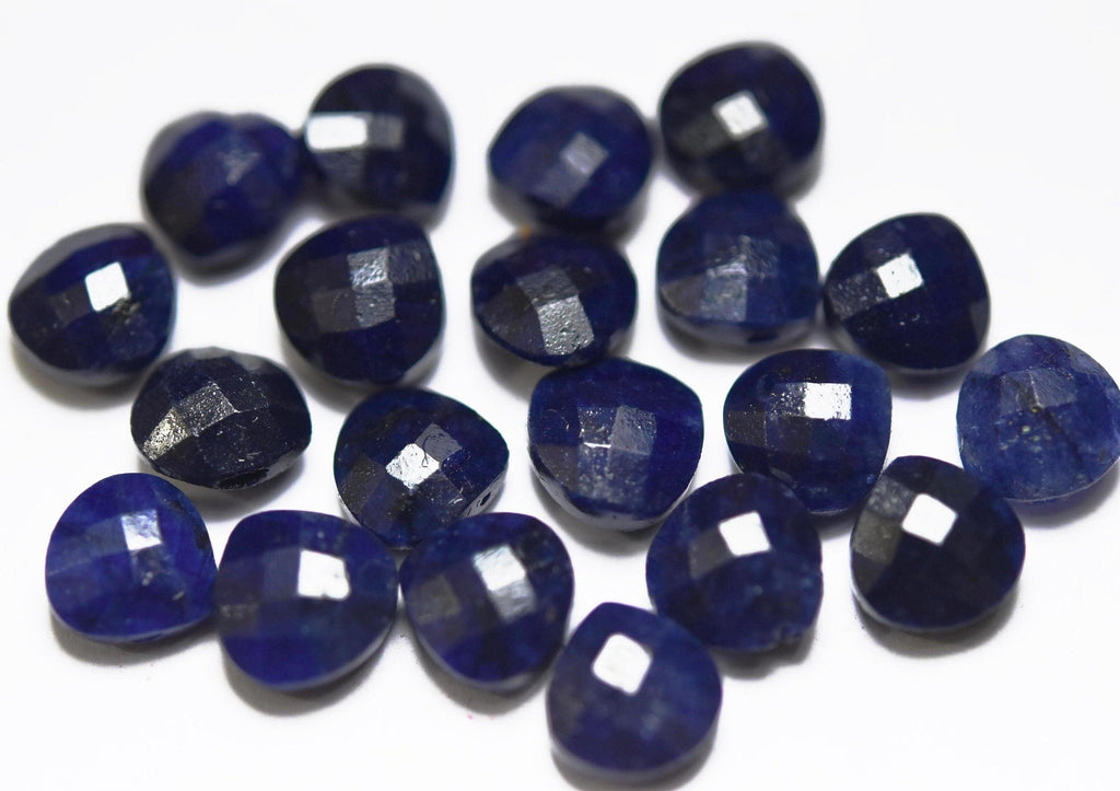 Natural Blue Sapphire, Faceted Heart Shape, Size 8mm 5 Match Pair - Jalvi & Co.