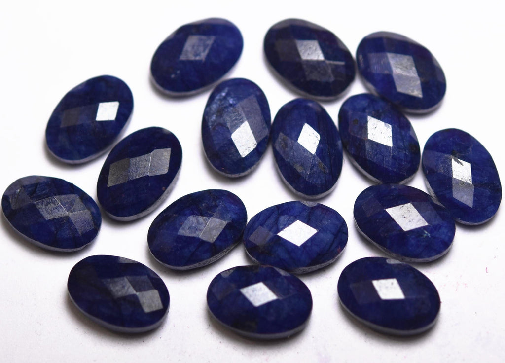 Natural Blue Sapphire, Faceted Oval Shape Briolettes, Size 12x8mm 3 Match Pair - Jalvi & Co.