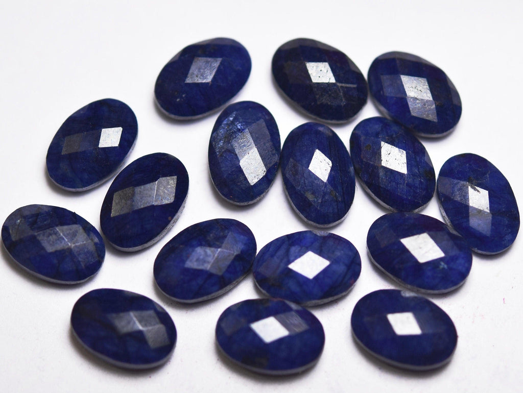 Natural Blue Sapphire, Faceted Oval Shape Briolettes, Size 12x8mm 3 Match Pair - Jalvi & Co.