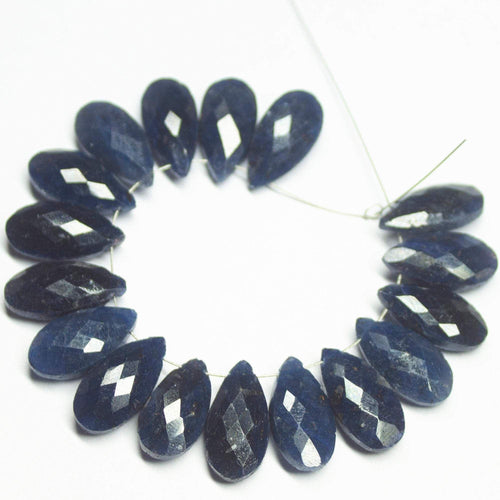 Natural Blue Sapphire Faceted Pear Drop Briolette Matching Pair Gemstone Beads 5 matching pair 16mm, - Jalvi & Co.