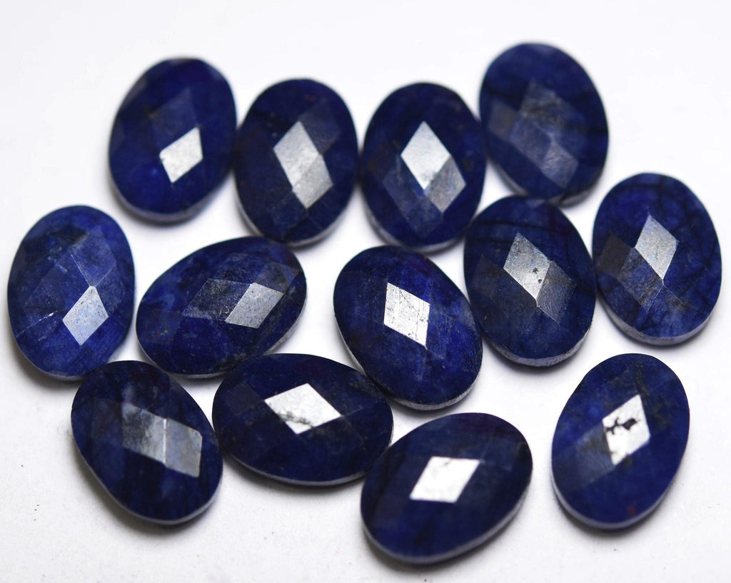 Natural Blue Sapphire,Faceted Oval Shape Briolettes, Size 14x10mm 3 Match Pair - Jalvi & Co.