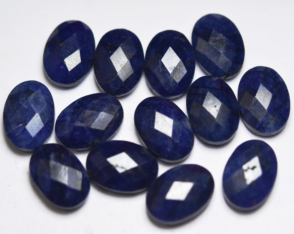 Natural Blue Sapphire,Faceted Oval Shape Briolettes, Size 14x10mm 3 Match Pair - Jalvi & Co.